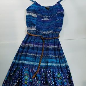 Love Reign Padded Adjustable Sun Dress Blue Sz Med